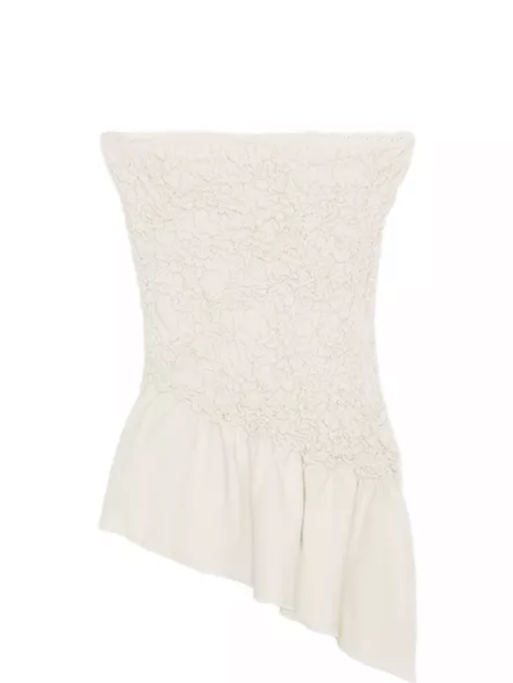 Zara Strapless Cream Ruffled Asymmetric top